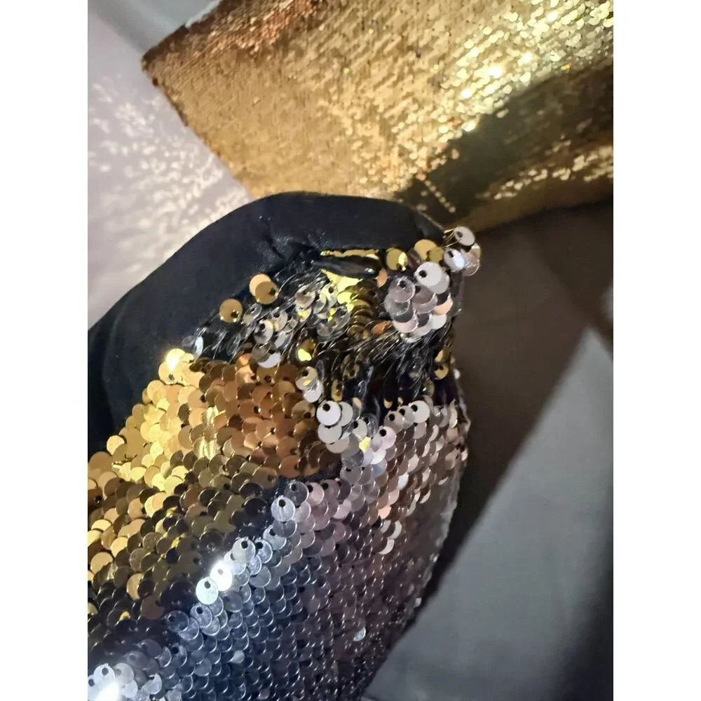 NEW Aviva Stanoff Design Mermaid Sequin Throw Pillow Gold Silver Set of 2